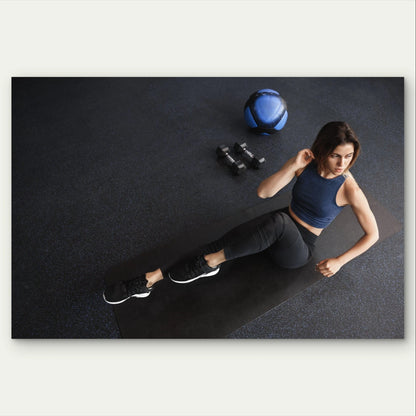 Fit Athletic Woman Exercising on a Mat 5mm Plastic Poster Ready to Hang 90x60cm