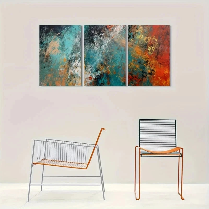 3pcs Abstract Colorful Vibrant Metal Print Ready to Hang Art