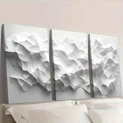 3pcs Abstract Geometric White Polygons on Wall Art Set Canvas Unframed – High Quality Print 100% Australian Made Wall Canvas
