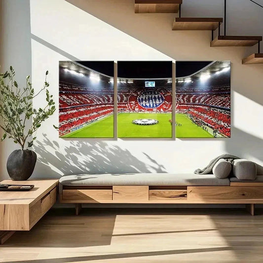 3pcs Bayern Munich Football Stadium Wall Art Set Canvas Framed 40x60cm - High Quality Print 100% Australian Made Wall Canvas Ready to Hang