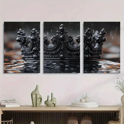 3pcs Black Queen Crown Halloween Metal Print Ready to Hang Art