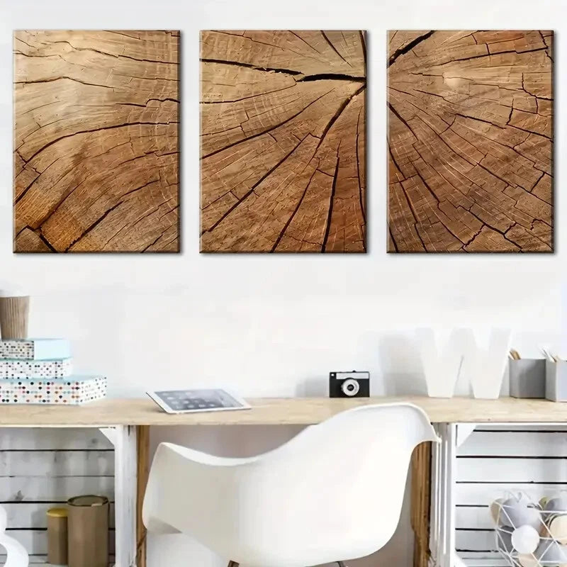 3pcs Tree Silhouette Art with Age and Cracks Metal Print Ready to Hang Art