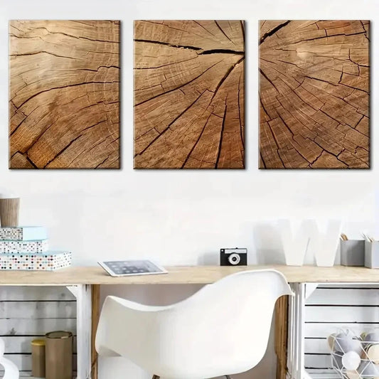 3pcs Tree Silhouette Art with Age and Cracks Metal Print Ready to Hang Art