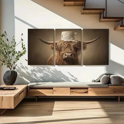 3pcs Highland Cow Art Farmhouse Decor Metal Print Ready to Hang Art