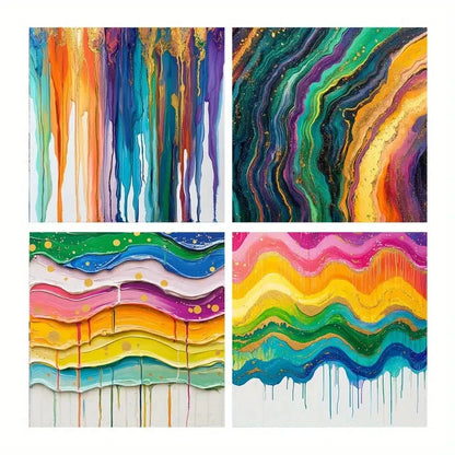4pcs Wave Posters, Fluid Paintings, Vibrant Art  Wall Art Canvas Framed