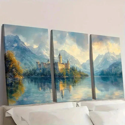3pcs Scottish Castle Measuring Wall Art Canvas Unframed - High Quality Print 100% Australian Made Wall Canvas