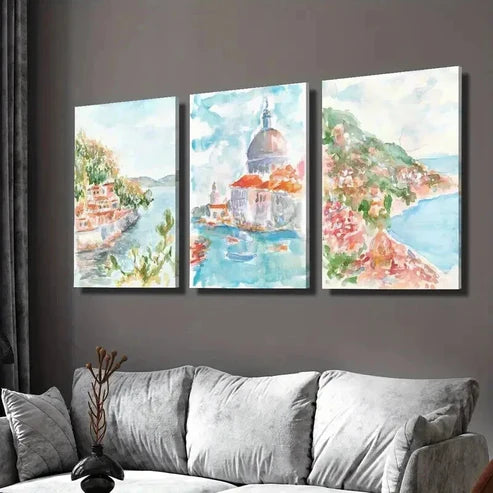 3pcs Modern Coastal Landscape Paintings Wall  Art Set Canvas Unframed - High Quality Print 100% Australian Made Wall Canvas