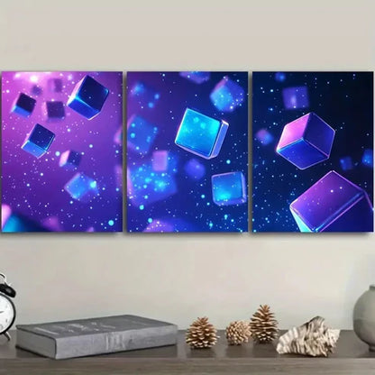 3pcs futuristic technology or gaming Wall Art Set Canvas Unframed - High Quality Print 100% Australian Made Wall Canvas