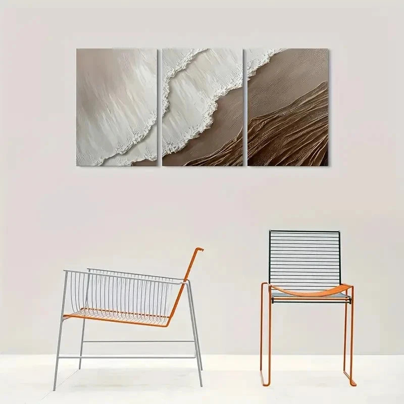 3pcs Modern Abstract Ocean Wave Triptych Metal Print Ready to Hang Art