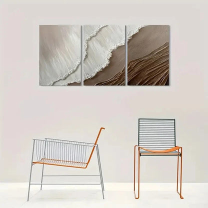 3pcs Modern Abstract Ocean Wave Triptych Metal Print Ready to Hang Art