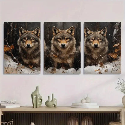3pcs Majestic Wolf Pack Forest Metal Print Ready to Hang Art