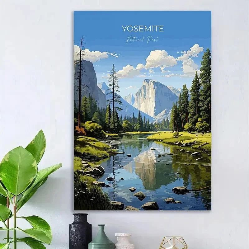 Yosemite National Park Landscape Vintage Travel Poster Print Wall Art