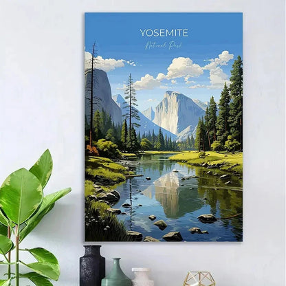 Yosemite National Park Landscape Vintage Travel Poster Print Wall Art