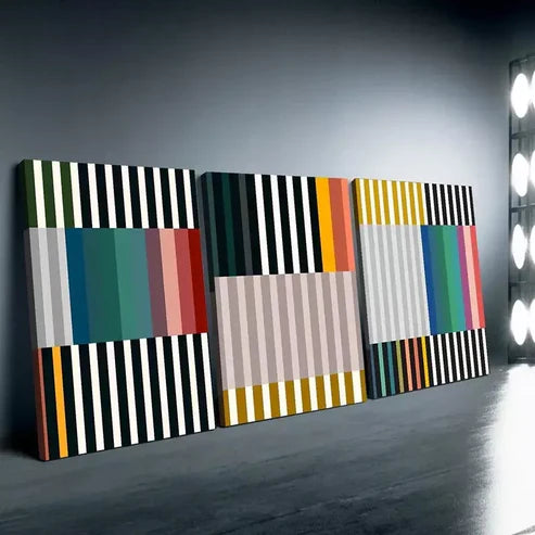 3pcs Abstract Geometric Art Set Canvas Unframed - High Quality Print 100% Australian Made Wall Canvas