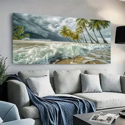 Modern Beach & Palm Tree wall canvas office home room framed 120x60cm - Bella Home Decor