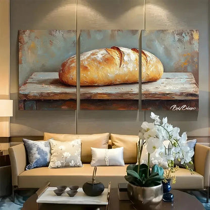 3pcs Loaf of Bread Bakery Design Metal Print Ready to Hang Art