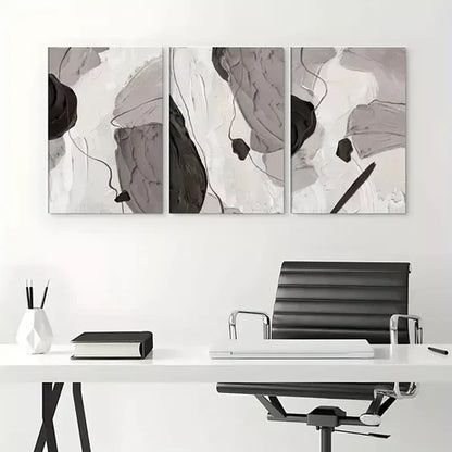 3pcs Splotches Of Black And White Art Set Canvas Unframed - High Quality Print 100% Australian Made Wall Canvas