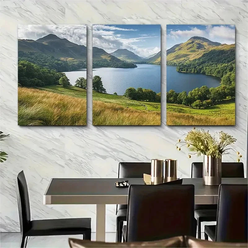 3pcs Scenic Lake District Mountain Perfect Wall Art Set Canvas Framed 40x60cm - High Quality Print 100% Australian Made Wall Canvas Ready to Hang
