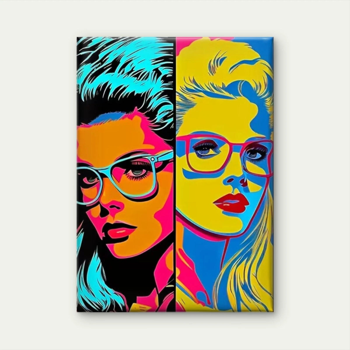 Dual Pop Art Portraits 60x90cm Metal Print Ready to Hang