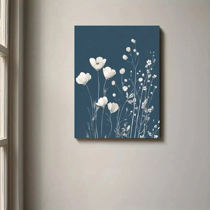 Beautiful White Flowers Light Colors Floral Painting 40x60cm Metal Print Ready to Hang