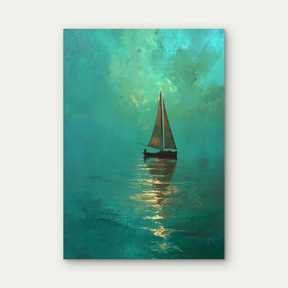 Teal & Green Ocean Painting 60x90cm Metal Print Ready to Hang