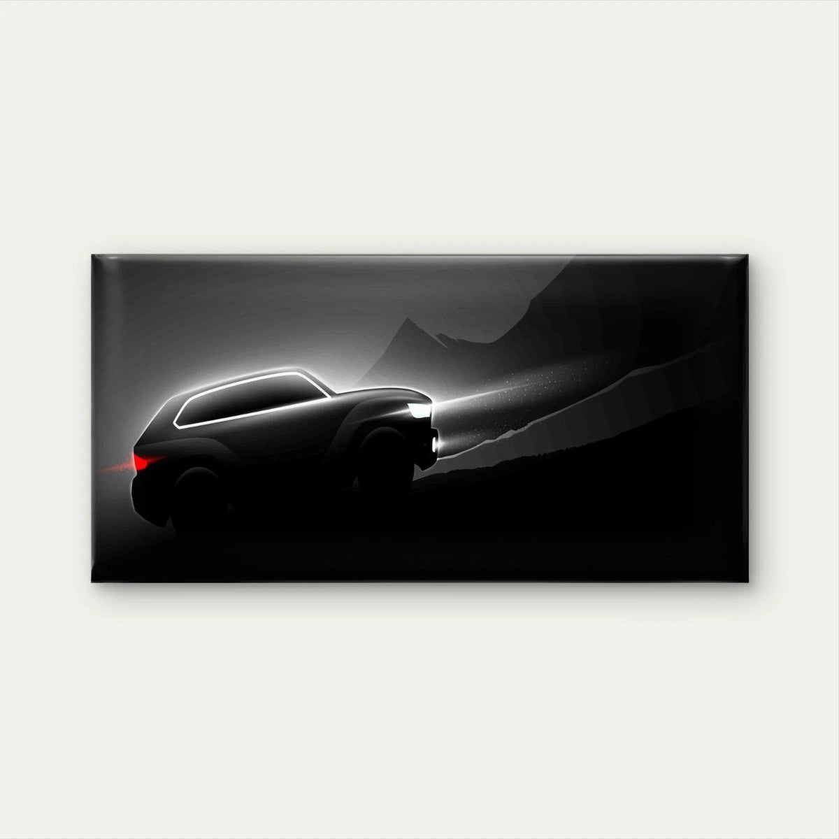 Black SUV Car Silhouette Wall Art Canvas Office Home Room Framed 120x60cm