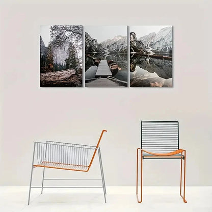 3pcs Scenic Mountain Lake Nature Metal Print Ready to Hang Art