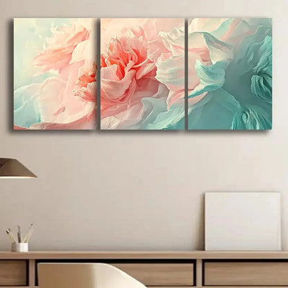 3pcs Peony Floral Contemporary Style Metal Print Ready to Hang Art