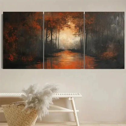 3pcs Dark Forest Scene Wall Art Set Canvas Unframed - High Quality Print 100% Australian Made Wall Canvas