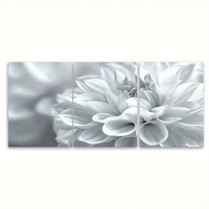 3pcs White Floral Abstract Blooming Flower Petal Wall Art Set Canvas Framed 40x60cm - High Quality Print 100% Australian Made Wall Canvas Ready to Hang