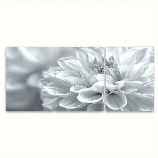 3pcs White Floral Abstract Blooming Flower Petal Wall Art Set Canvas Framed 40x60cm - High Quality Print 100% Australian Made Wall Canvas Ready to Hang