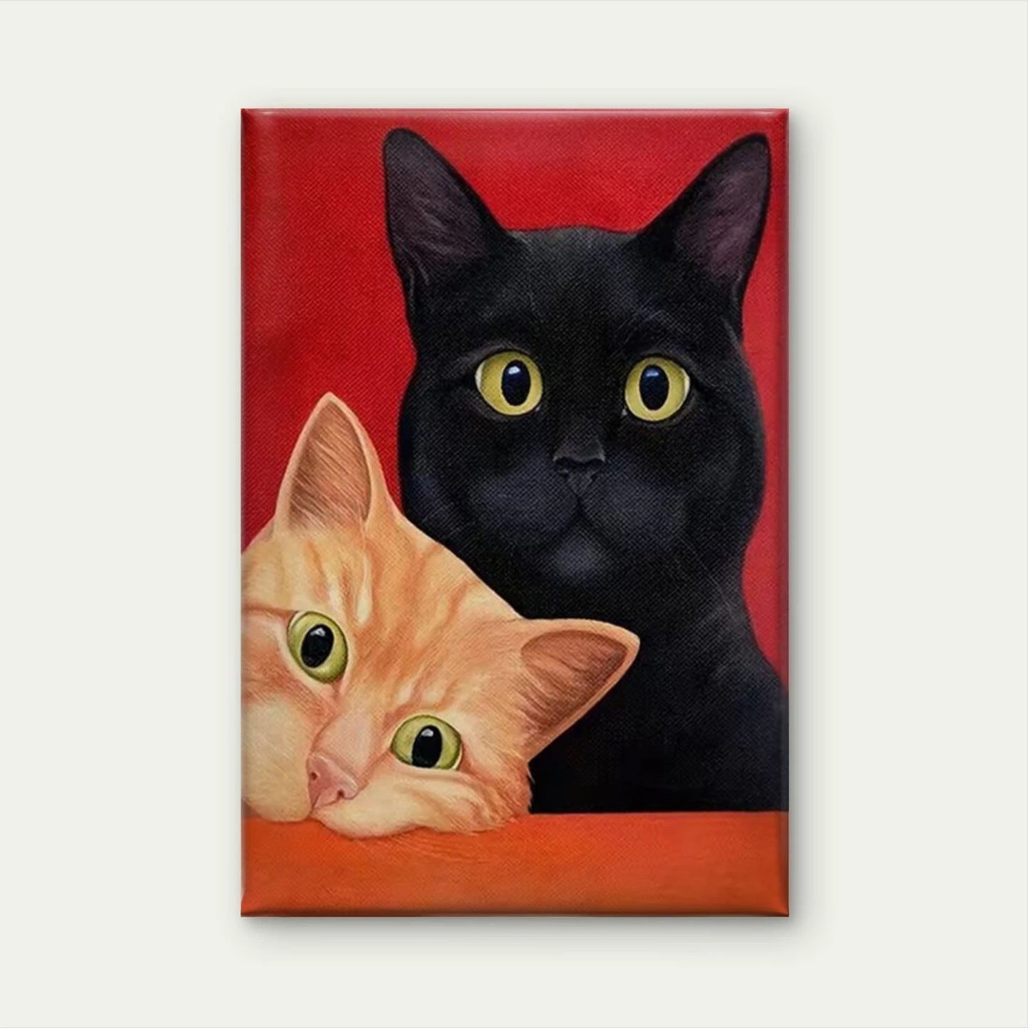 Two Cats with Yellow Eyes 60x90cm Metal Print Ready to Hang