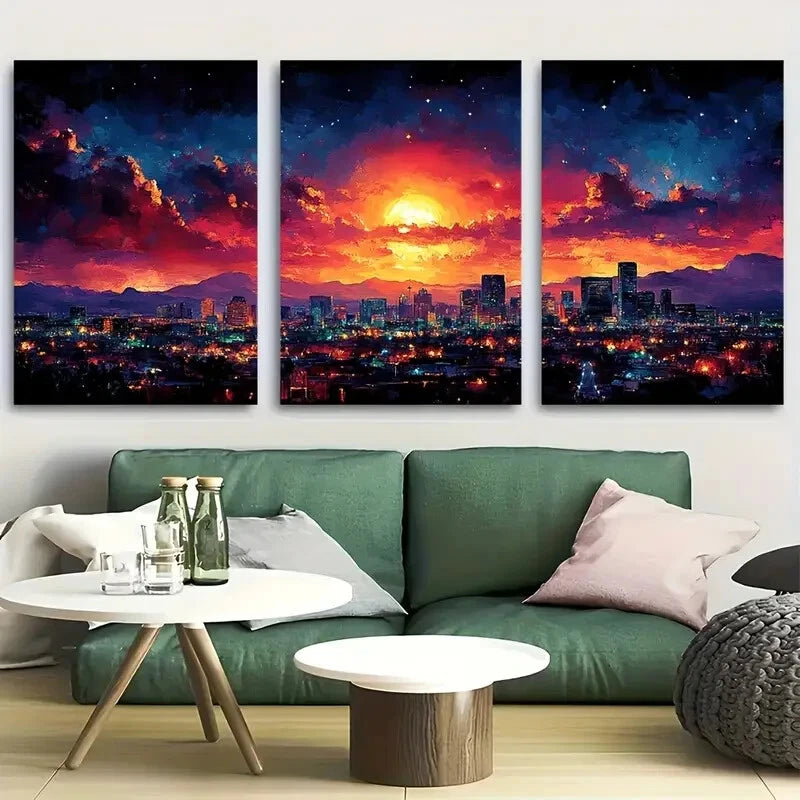 3pcs El Paso Texas Painting Travel Metal Print Ready to Hang Art