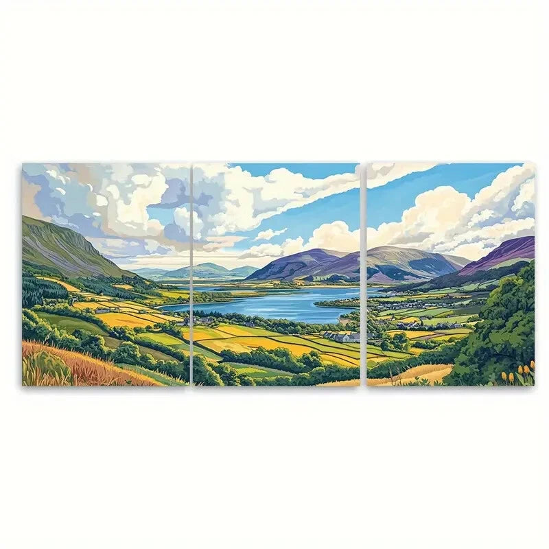 3pcs Carlingford Lough Travel Landscape Poster Metal Print Ready to Hang Art