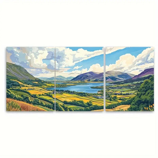 3pcs Carlingford Lough Travel Landscape Poster Metal Print Ready to Hang Art