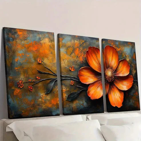 3pcs Chocolate Cosmo Flower Wall Art Set Canvas - High Quality Print 100% Australian Made Wall Canvas