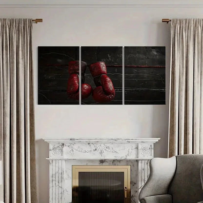 3pcs Vintage Boxing Glove Modern Wall Art Painting Metal Print Ready to Hang Art