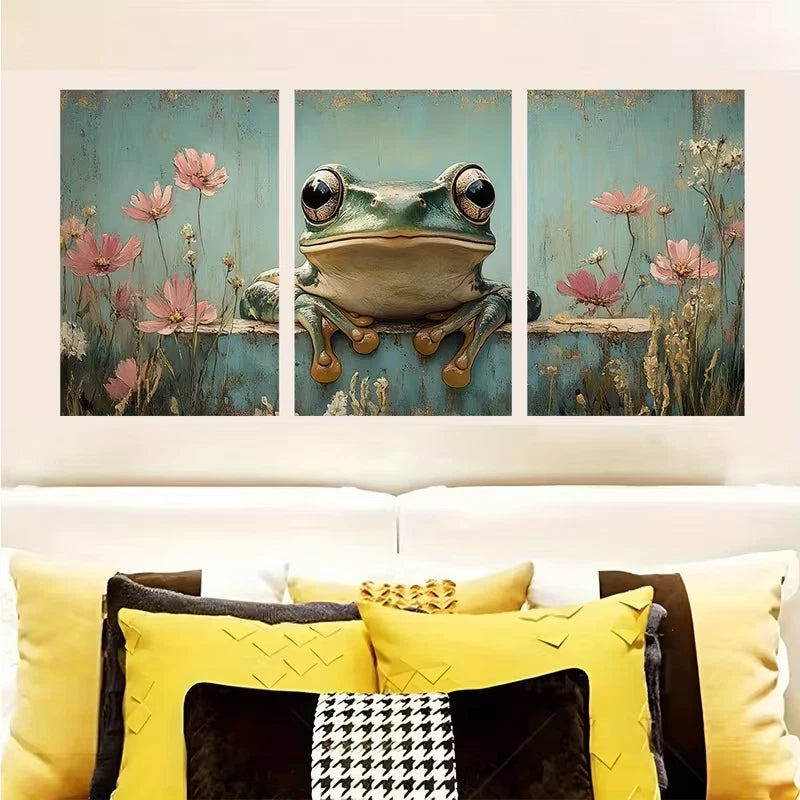 3pcs Botanical Amphibian Metal Print Ready to Hang Art