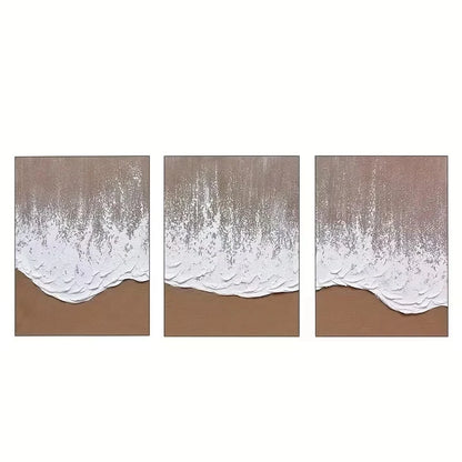 Share 3pcs Black and White Ocean Waves Crashing  Wall Art Set Canvas Framed 60x90cm - High Quality Print 100% Australian Made Wall Canvas Ready to Hang