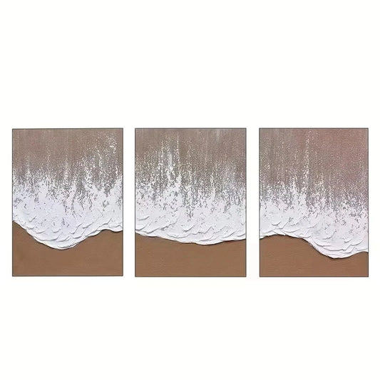 Share 3pcs Black and White Ocean Waves Crashing  Wall Art Set Canvas Framed 60x90cm - High Quality Print 100% Australian Made Wall Canvas Ready to Hang