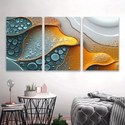 3pcs Blue, Yellow and White Abstract Art Wall Art Set Canvas Framed 40x60cm - High Quality Print 100% Australian Made Wall Canvas Ready to Hang