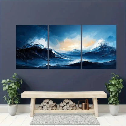 3pcs Minimalist Textured Abstract Painting Metal Print Ready to Hang Art