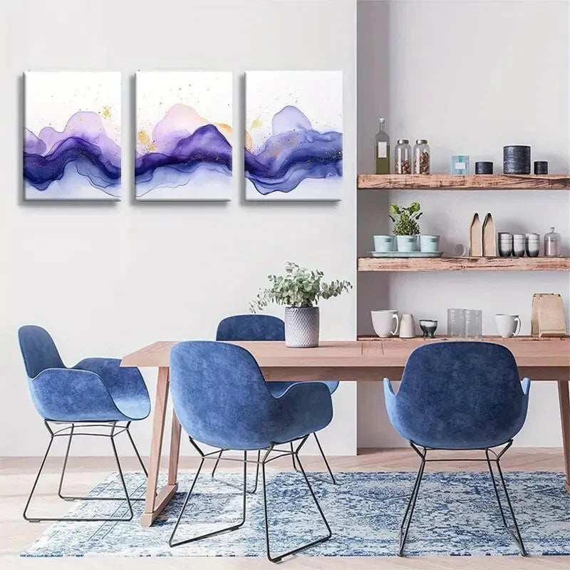 3pcs Modern Ink Mountain Landscape Metal Print Ready to Hang Art