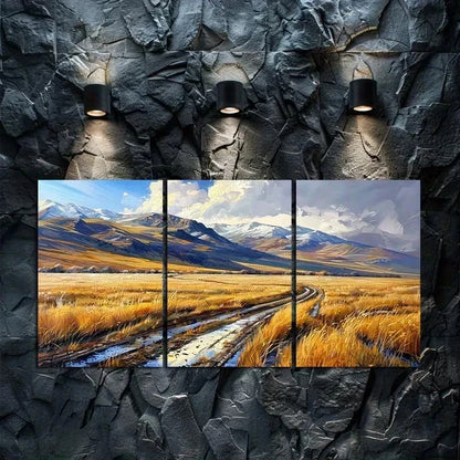 3pcs The Muddy Road Meanders Metal Print Ready to Hang Art