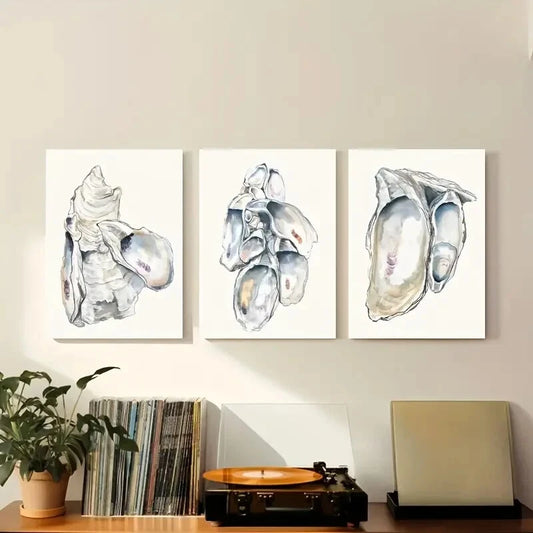 3pcs Earthy Tones Coastal Watercolor Metal Print Ready to Hang Art