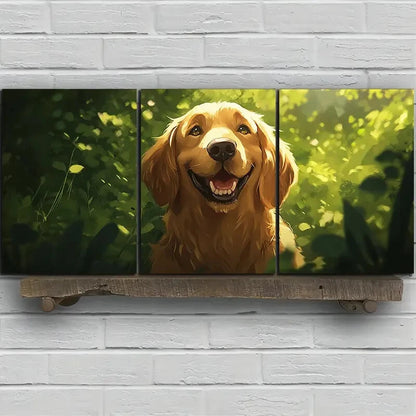 3pcs The Dog in the Grass Series Metal Print Ready to Hang Art