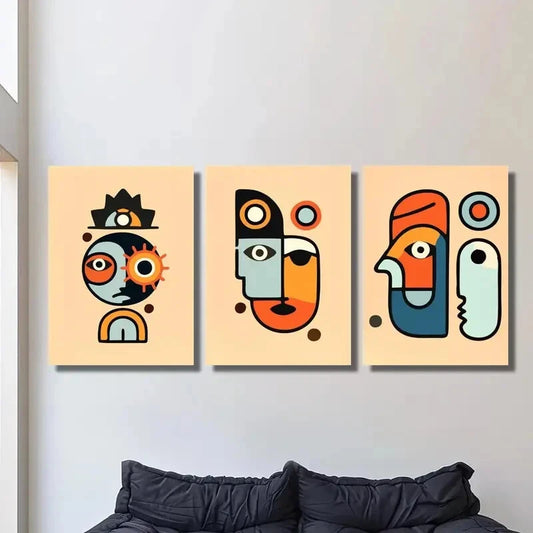 3pcs ,Bohemian abstract art painting, Metal Print Ready to Hang Art