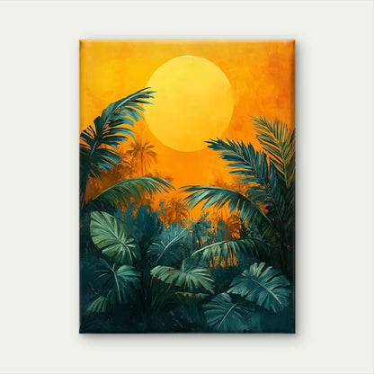Boho Jungle Palm Leaf Abstract Metal Print Ready to Hang
