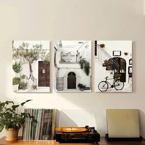 3pcs Italy Cityscape Oil Painting Wall Art Set Canvas Unframed - High Quality Print 100% Australian Made Wall Canvas