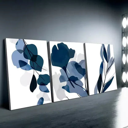 3pcs Abstract Floral Art with Golden Wall Art Set Canvas Unframed - High Quality Print 100% Australian Made Wall Canvas